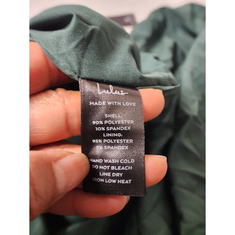 Lulus Red Carpet Romance Maxi Dress Womens Medium Green Satin Square Neck